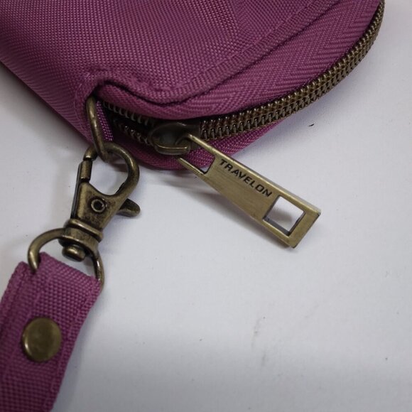 TRAVELON Wristlet Wallet Full Zip Purple Pink Clutch - Picture 8 of 11